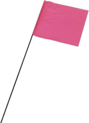 Ability One - 3" High x 3-1/2" Wide, Pink Glow PVC Marking Flag - 21" Overall Height - Exact Industrial Supply