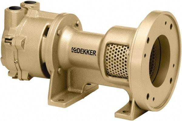 DEKKER Vacuum Technologies - 29 Hg Max, 1" FNPT Inlet & Discharge, Single Stage Liquid Ring Vaccum Pump - 35 CFM, 3 hp, Cast Iron Housing, 316 Stainless Steel Impeller, 3,500 RPM, 230/460 Volts - Exact Industrial Supply