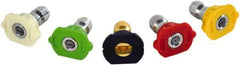 Simpson - 3,600 psi Fixed, Metal, Quick Connect Tip Pressure Washer Nozzle - 0.043" Orificie Diam, 1/4" Thread, Male, White, Green, Black, Red, Yellow - Exact Industrial Supply