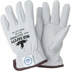 MCR Safety - Size L, ANSI Cut Lvl A4, Puncture Lvl 3, Goatskin Leather Cut Resistant Gloves - Exact Industrial Supply