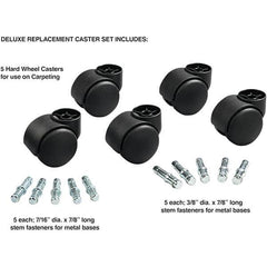 Cushions, Casters & Chair Accessories; Type: Caster Set; For Use With: Office and Home Furniture; Color: Matte Black; Mount Type: Stem; Number of Pieces: 1; Compatible Surface Material: Carpet; Caster Diameter: 2.188 in; Color: Matte Black; Number Of Piec