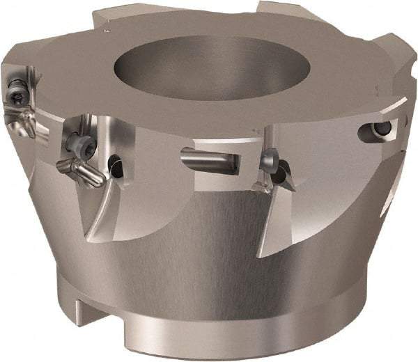 Seco - 7 Inserts, 84mm Cut Diam, 27mm Arbor Diam, 11mm Max Depth of Cut, Indexable Square-Shoulder Face Mill - 90° Lead Angle, 50mm High, XO.X 12.. Insert Compatibility, Through Coolant, Series R220.69 - Exact Industrial Supply