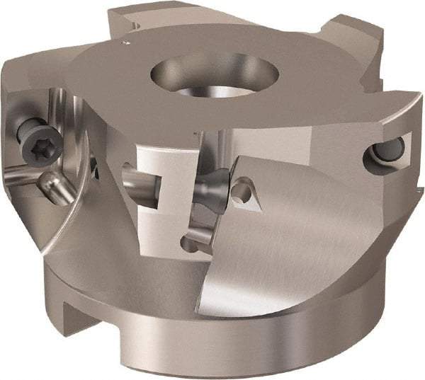 Seco - 5 Inserts, 66mm Cut Diam, 27mm Arbor Diam, 17mm Max Depth of Cut, Indexable Square-Shoulder Face Mill - 90° Lead Angle, 40mm High, XO.X 12.. Insert Compatibility, Through Coolant, Series R220.69 - Exact Industrial Supply