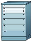44.25 x 28.25 x 30'' (7 Drawers) - Pre-Engineered Modular Drawer Cabinet Counter Height (137 Compartments) - Exact Industrial Supply
