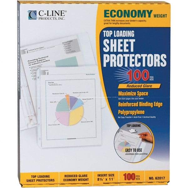 C-LINE - 100 Piece Clear Sheet Protectors-Ring Binder - 11" High x 8-1/2" Wide - Exact Industrial Supply