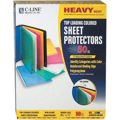 C-LINE - 50 Piece Assorted Colors Sheet Protectors-Ring Binder - 11" High x 8-1/2" Wide - Exact Industrial Supply