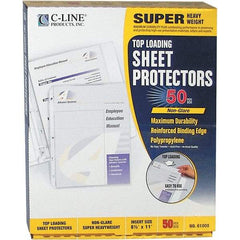 C-LINE - 50 Piece Clear Sheet Protectors-Ring Binder - 11" High x 8-1/2" Wide - Exact Industrial Supply