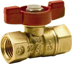 Legend Valve - 1/8" Pipe, Standard Port, Brass Standard Ball Valve - 2 Piece, FNPT x FNPT Ends, Tee Handle, 400 WOG, 125 WSP - Exact Industrial Supply