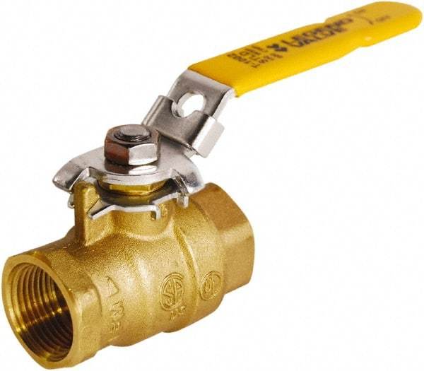 Legend Valve - 1-1/4" Pipe, Full Port, Brass Full Port Ball Valve - 2 Piece, FNPT x FNPT Ends, Locking Lever Handle, 600 WOG, 150 WSP - Exact Industrial Supply