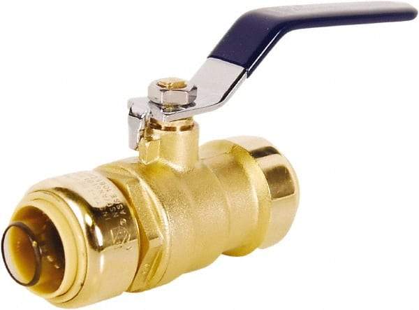 Legend Valve - 1/2" Pipe, Full Port, Lead Free Brass Full Port Ball Valve - 2 Piece, Push-to-Connect x FNPT Ends, Lever Handle, 200 WOG - Exact Industrial Supply