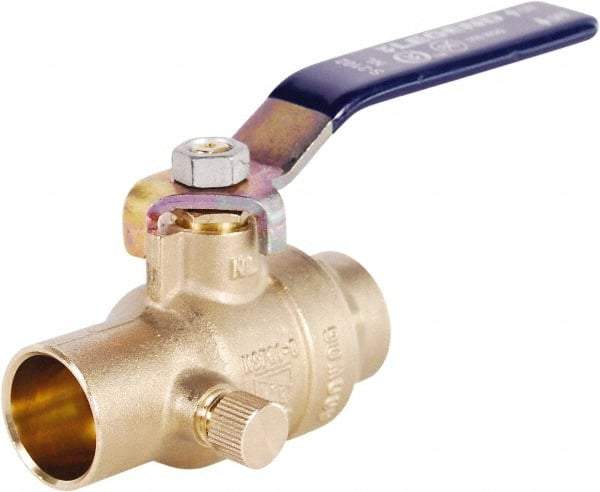 Legend Valve - 1" Pipe, Full Port, Lead Free Brass Full Port Ball Valve - 2 Piece, Solder x Solder Ends, Lever Handle, 600 WOG - Exact Industrial Supply