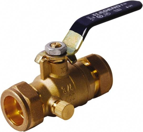 Legend Valve - 3/4" Pipe, Full Port, Lead Free Brass UL, CSA, FM, NSF Approved Ball Valve - 2 Piece, Comp x Comp Ends, Lever Handle, 600 WOG - Exact Industrial Supply