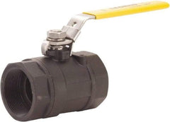 Legend Valve - 2" Pipe, Large Port, Carbon Steel Standard Ball Valve - 2 Piece, FNPT x FNPT Ends, Locking Lever Handle, 1,500 WOG, 150 WSP - Exact Industrial Supply