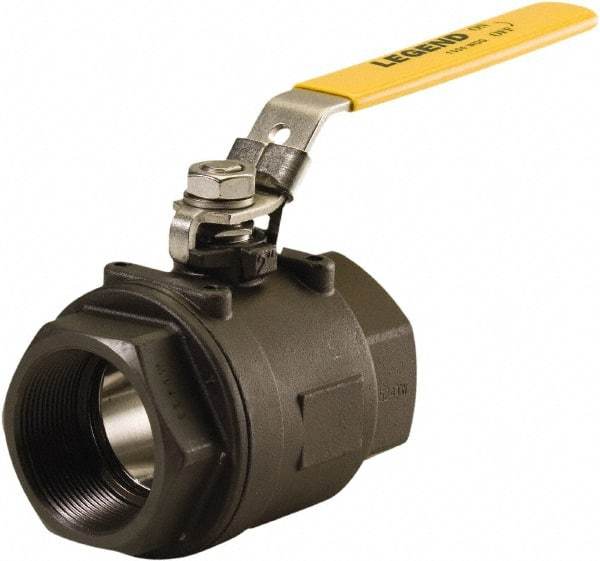 Legend Valve - 1" Pipe, Full Port, Carbon Steel Full Port Ball Valve - 2 Piece, FNPT x FNPT Ends, Locking Lever Handle, 2,000 WOG, 150 WSP - Exact Industrial Supply