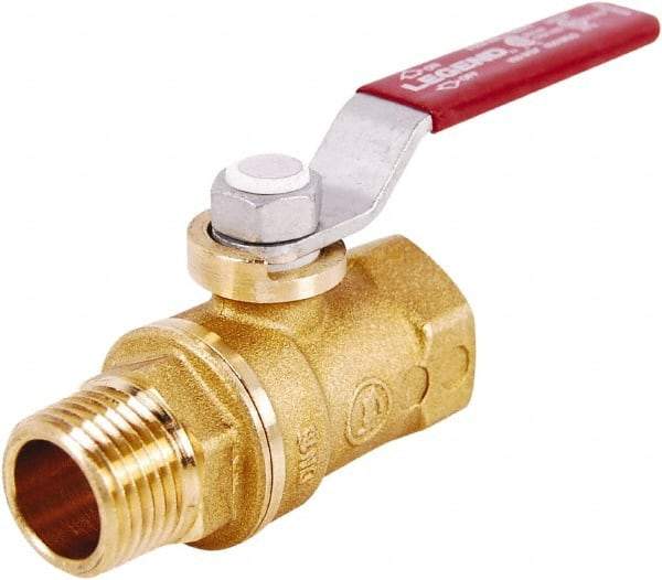 Legend Valve - 1" Pipe, Standard Port, Lead Free Brass Standard Ball Valve - 2 Piece, MNPT x FNPT Ends, Lever Handle, 400 WOG, 125 WSP - Exact Industrial Supply