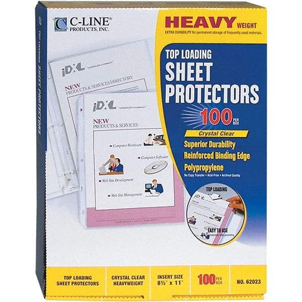 C-LINE - 100 Piece Clear Sheet Protectors-Ring Binder - 11" High x 8-1/2" Wide - Exact Industrial Supply