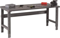 Tennsco - 60 Wide x 30" Deep x 33-1/2" High, 12 Gauge Steel Workbench - Adjustable Height Legs, Medium Gray - Exact Industrial Supply