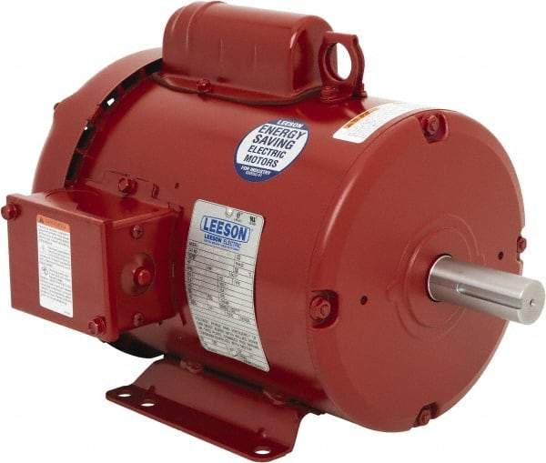 Leeson - 2 Max hp, 1,800 Max RPM, Electric AC DC Motor - 115/208-230 V Input, Single Phase, 182T Frame, 1-1/8" Shaft Diam, Rigid Base Mount, TEFC Enclosure - Exact Industrial Supply