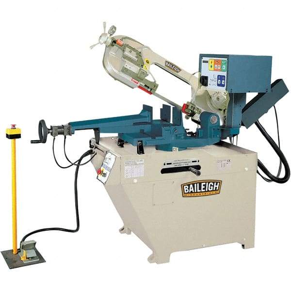 Baileigh - 10.59 x 4.33" Semi-Automatic Combo Horizontal & Vertical Bandsaw - 1 Phase, 60° Right, 45° Left Vise Angle of Rotation, 1.5 hp, 220 Volts, Frequency Drive - Exact Industrial Supply