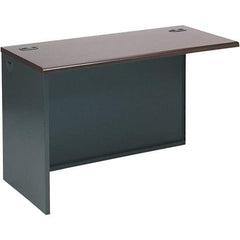 Hon - Steel-Reinforced High-Pressure Laminate Return/Bridge Shell Desk - 48" Wide x 24" Deep x 29-1/2" High, Mahogany/Charcoal - Exact Industrial Supply