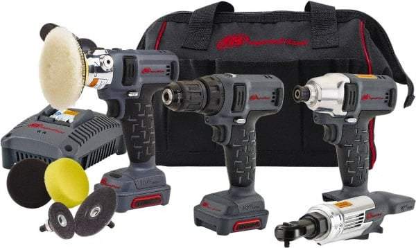 Ingersoll-Rand - 12 Volt Cordless Tool Combination Kit - Includes 1/4" Hex Compact Impact Driver, Lithium-Ion Battery Included - Exact Industrial Supply