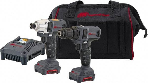 Ingersoll-Rand - 12 Volt Cordless Tool Combination Kit - Includes 1/4" Hex Compact Impact Driver, Lithium-Ion Battery Included - Exact Industrial Supply