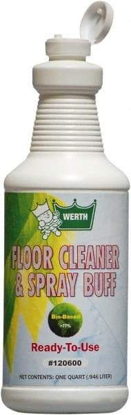 Werth Sanitary Supply - 1 Qt Plastic Bottle Floor Cleaner/Spray Buff - Use on All Types of Flooring - Exact Industrial Supply