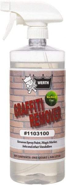 Werth Sanitary Supply - 32 oz Bottle Graffiti/Vandal Mark Remover - VOC Content g/L 250, Removes Graffiti, Adhesives & Grease - Exact Industrial Supply