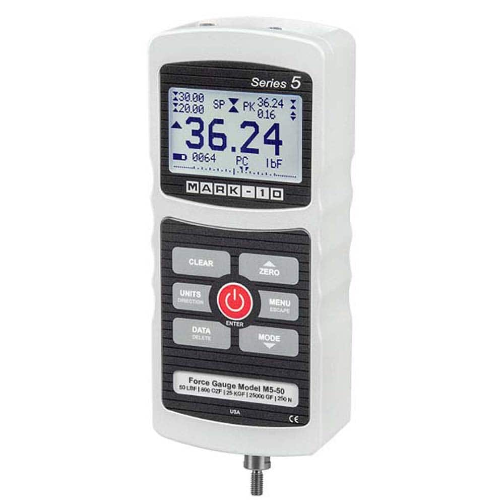 Mark-10 - Digital Tension & Compression Force Gages Capacity (kN): 1.50 Capacity (lbf): 300.00 - Exact Industrial Supply