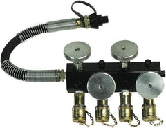 TK Simplex - 3/8" Inlet, 3/8" Outlet Manifold - 9" Long x 3-1/2" Wide x 3" High, 10,000 Max PSI, 1 Inlet Port, 4 Outlet Ports - Exact Industrial Supply