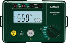 Extech - Digital LCD Display, 0.002 Megohm Electrical Insulation Resistance Tester & Megohmmeter - 1,000 Volt Max Test Voltage, Powered by AA Battery - Exact Industrial Supply