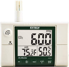 Extech - Visual, Audible Alarm, LCD Display, Indoor Air Quality Monitor - Monitors Carbon Dioxide - Exact Industrial Supply