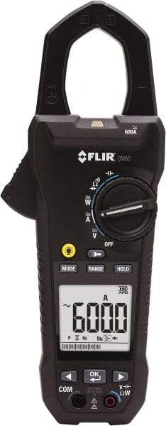 FLIR - CM82, CAT III, Digital True RMS Clamp Meter with 1.45" Clamp On Jaws - 1000 VAC/VDC, 600 AC/DC Amps, Measures Voltage, Capacitance, Current, Frequency, Resistance - Exact Industrial Supply