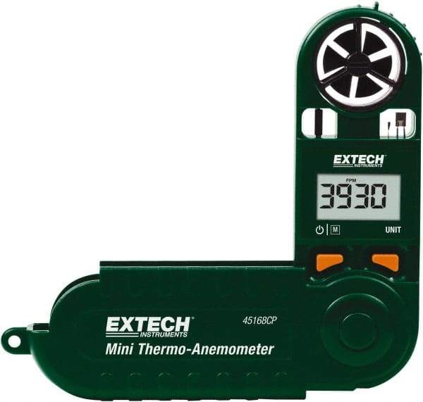 Extech - Airflow Meters & Thermo-Anemometers Type: Thermo-Anemometer Maximum Air Velocity ft/min (Feet): 3937 - Exact Industrial Supply