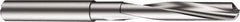 Sandvik Coromant - 8mm 130° Spiral Flute Solid Carbide Screw Machine Drill Bit - Uncoated, Right Hand Cut, 1.6142" Flute Length, 3.1102" OAL, Split Point, Straight Shank, Through Coolant - Exact Industrial Supply