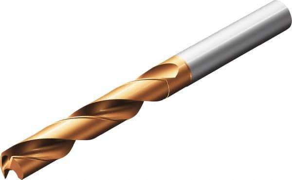 Sandvik Coromant - 9.9mm 147° Solid Carbide Jobber Drill - TiAlN Finish, Right Hand Cut, Cylindrical Shank, 103mm OAL - Exact Industrial Supply