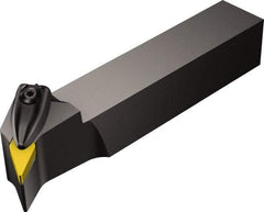 Sandvik Coromant - DVPN, Left Hand Cut, -27.50° Lead Angle, 25mm Shank Height x 25mm Shank Width, Negative Rake Indexable Turning Toolholder - 150mm OAL, VNMG 16 04 08 Insert Compatibility, Series T-Max P - Exact Industrial Supply