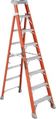 Louisville - 7 Steps, 8' High, Type IA Rating, Fiberglass Step Ladder - Exact Industrial Supply