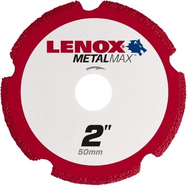Lenox - 2" 40/50 Grit Diamond Cutoff Wheel - 0.05" Thick, 3/8" Arbor, 30,500 Max RPM, Use with Die Grinders - Exact Industrial Supply