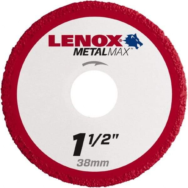 Lenox - 1-1/2" 40/50 Grit Diamond Cutoff Wheel - 0.05" Thick, 3/8" Arbor, 40,200 Max RPM, Use with Die Grinders - Exact Industrial Supply