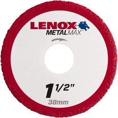 Lenox - 1-1/2" 40/50 Grit Diamond Cutoff Wheel - 0.05" Thick, 3/8" Arbor, 40,200 Max RPM, Use with Die Grinders - Exact Industrial Supply