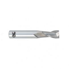 1/2 Dia. x 3 Overall Length 2-Flute .045 C/R Solid Carbide SE End Mill-Round Shank-Center Cutting-Uncoated - Exact Industrial Supply