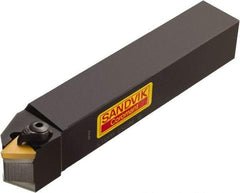 Sandvik Coromant - CTDPR/L, Right Hand Cut, 45° Lead Angle, 12mm Shank Height x 12mm Shank Width, Positive Rake Indexable Turning Toolholder - 80mm OAL, TPUN 11 03 04, TPU 221 Insert Compatibility, Series T-Max S - Exact Industrial Supply