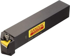 Sandvik Coromant - CTFPR/L, Left Hand Cut, -1° Lead Angle, 16mm Shank Height x 16mm Shank Width, Positive Rake Indexable Turning Toolholder - 100mm OAL, TPUN 11 03 04, TPU 221 Insert Compatibility, Series T-Max S - Exact Industrial Supply