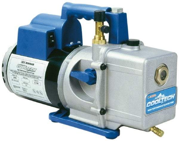 OTC - 6 CFM Automotive Vacuum Pump - 20 µ, 15 oz Oil Capacity, 2 Stages, 1/2 hp, 115 Volt - Exact Industrial Supply