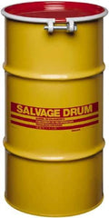 Made in USA - 16 Gallon Cylindrical Carbon Steel Open Head Drum - 27" High x 14" Diam - Exact Industrial Supply