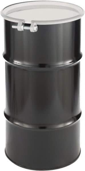 Made in USA - 16 Gallon Cylindrical Carbon Steel Open Head Drum - 27" High x 14" Diam - Exact Industrial Supply