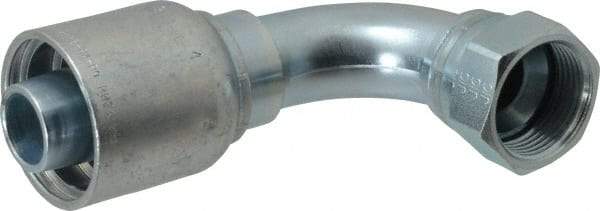 Parker - 1-5/16-12 Female JIC Steel Hydraulic Hose Female JIC Swivel & 90° Elbow & Short Drop - -16 Hose Size, 1" Hose Diam, Series 43 - Exact Industrial Supply