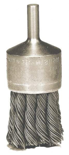 Weiler - 1-1/8" Brush Diam, Knotted, End Brush - 1/4" Diam Shank, 20,000 Max RPM - Exact Industrial Supply