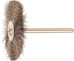 Weiler - 1-1/2" OD, 1/8" Shank Diam, Stainless Steel Wheel Brush - 1/2" Trim Length, 0.005" Filament Diam, 25,000 RPM - Exact Industrial Supply
